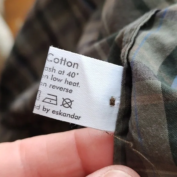 ESKANDAR Plaid Blouse Cotton Sz 0 Mandarin Collar - Picture 9 of 9